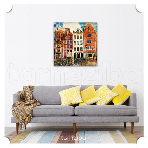تابلو مدرن نمای زیبا از آمستردام (A-1181) - خرید تابلو شاسی
