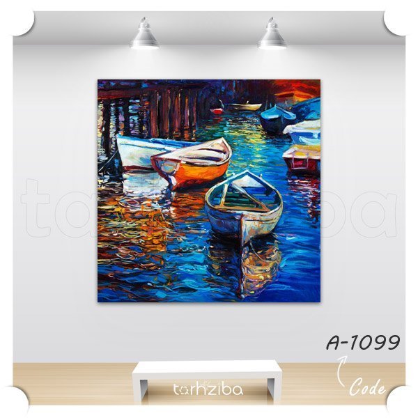 تابلو نقاشی قایق و دریا (A-1099) - خرید تابلو شاسی
