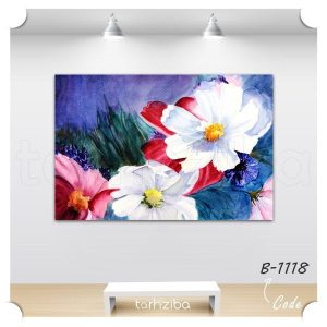 تابلو نقاشی گل های سفید (B-1118) - خرید تابلو شاسی