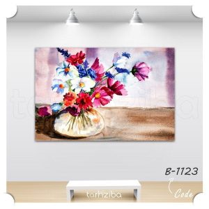 تابلو نقاشی مدرن گل و گلدان (B-1123) - خرید تابلو شاسی