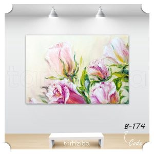 تابلو نقاشی مدرن گلهای صورتی (B-174) - خرید تابلو شاسی
