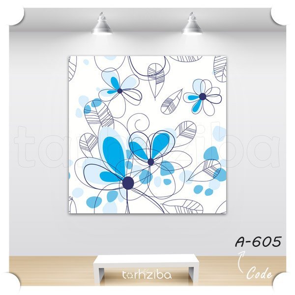 تابلو تزئینی گلهای آبی رنگ (A-605) - خرید تابلو شاسی