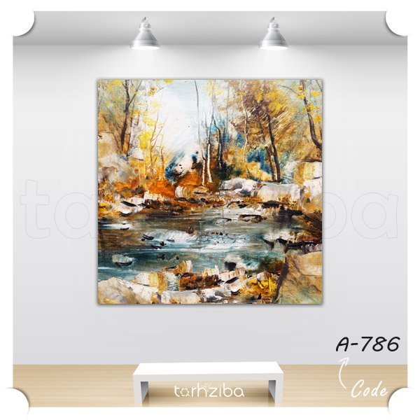 تابلو نقاشی منظره رودخانه (A-786) - خرید تابلو شاسی