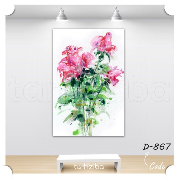 تابلو نقاشی گل های صورتی (D-867) - خرید تابلو شاسی