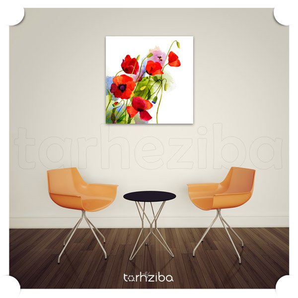 تابلو نقاشی مدرن گل شقایق (A-544) - خرید تابلو شاسی