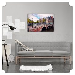 تابلو دیواری منظره دل انگیز آمستردام 6 خرید تابلو چشم انداز زیبای شهری در اروپا
