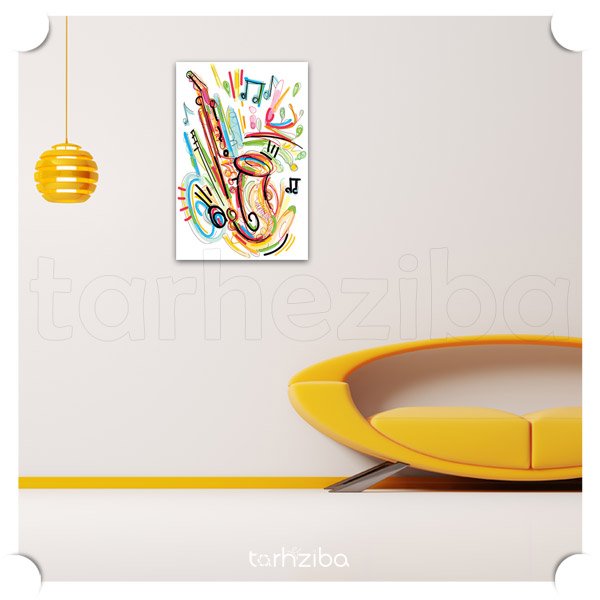 تابلو هنری ساز ساکسیفون (D-1051) - خرید تابلو شاسی