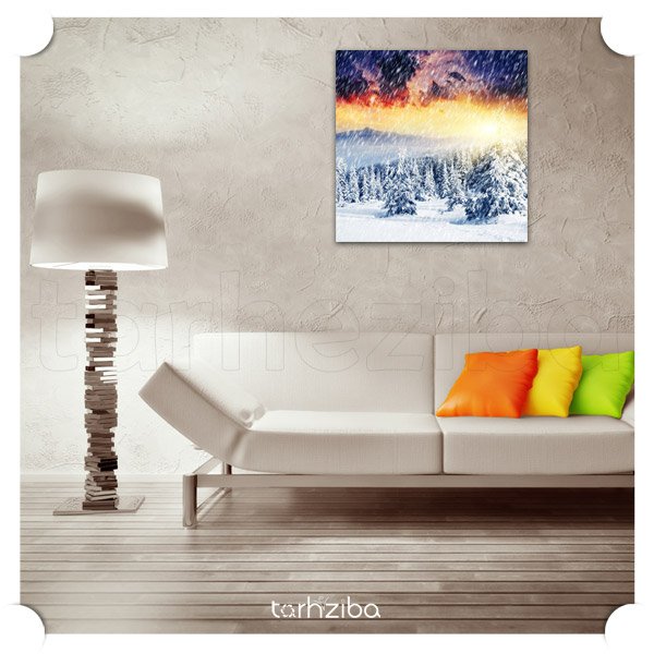تابلو مدرن کوهستان برفی (A-490) - خرید تابلو شاسی