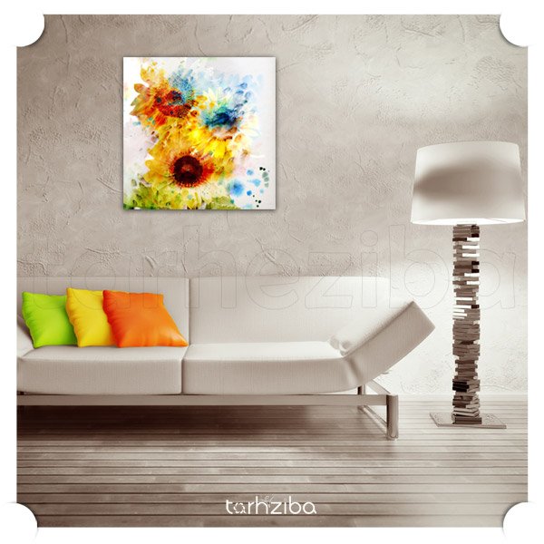 تابلو نقاشی گل آفتابگردان (A-672) - خرید تابلو شاسی