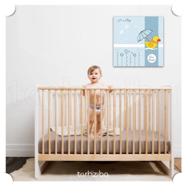 تابلو اتاق کودک نوزاد پسر (A-1127) - خرید تابلو شاسی