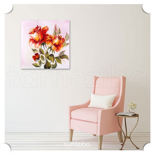 تابلو نقاشی دکوراتیو گل های رز (A-80) - خرید تابلو شاسی