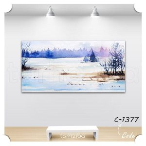 تابلو نقاشی دشت پر برف (C-1377) - خرید تابلو شاسی
